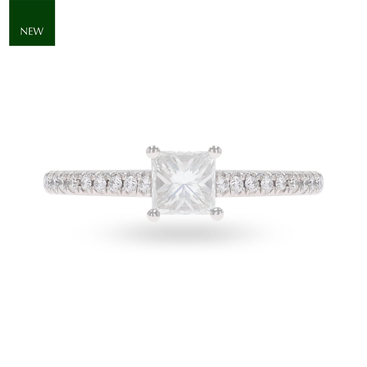 Platinum Princess Cut Diamond Solitaire & Shoulder 0.86ctw Ring