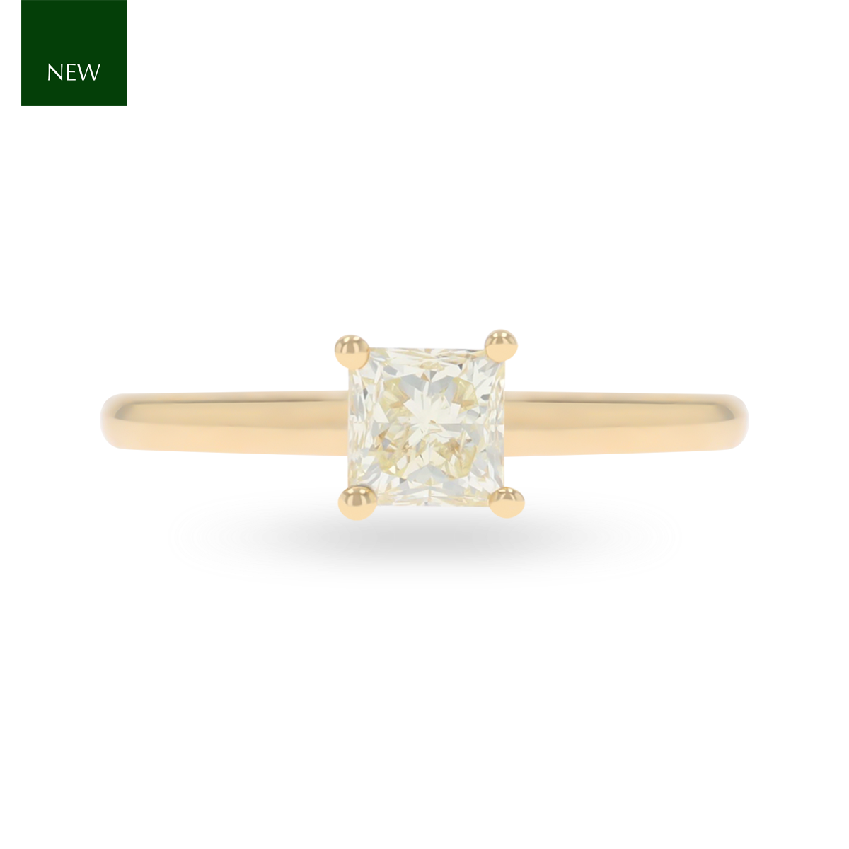 18ct Yellow Gold Princess Cut Diamond Solitaire 1.04ct Ring