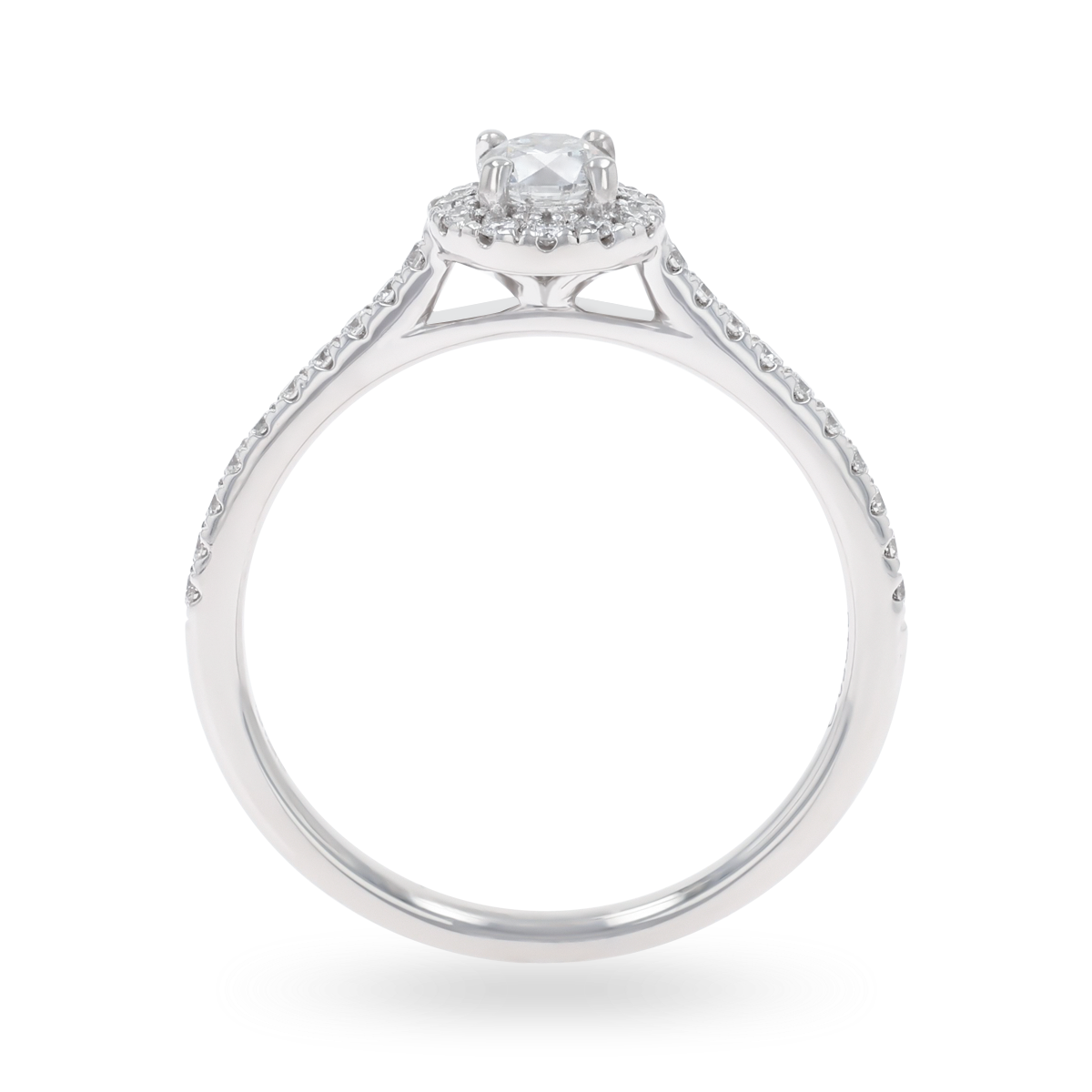 Platinum Round Shaped Diamond Halo & Shoulder 0.50ctw Ring