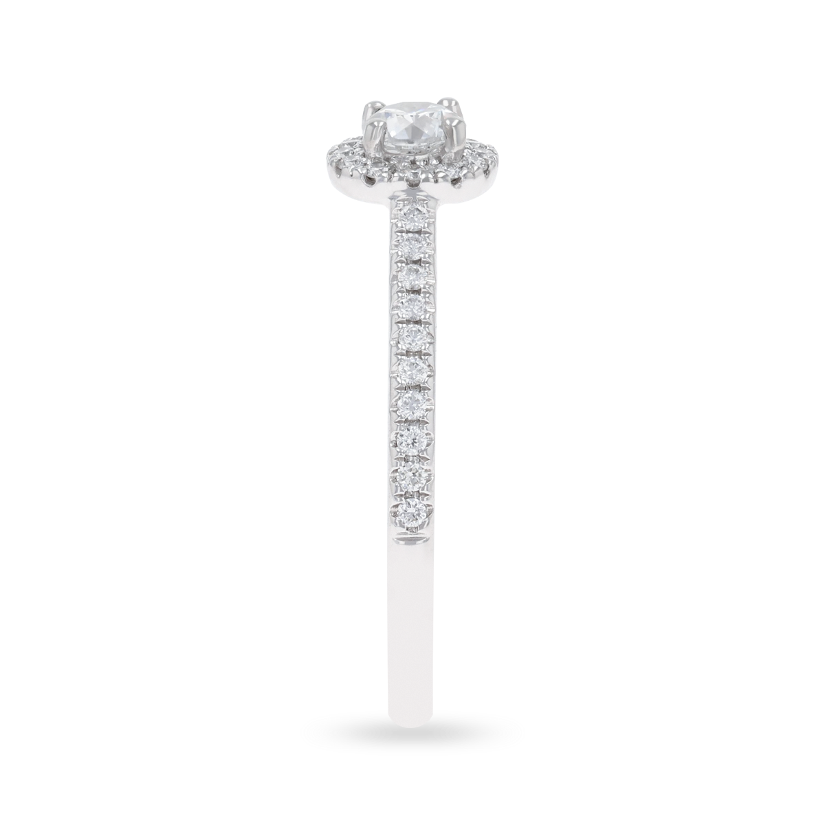 Platinum Round Shaped Diamond Halo & Shoulder 0.50ctw Ring