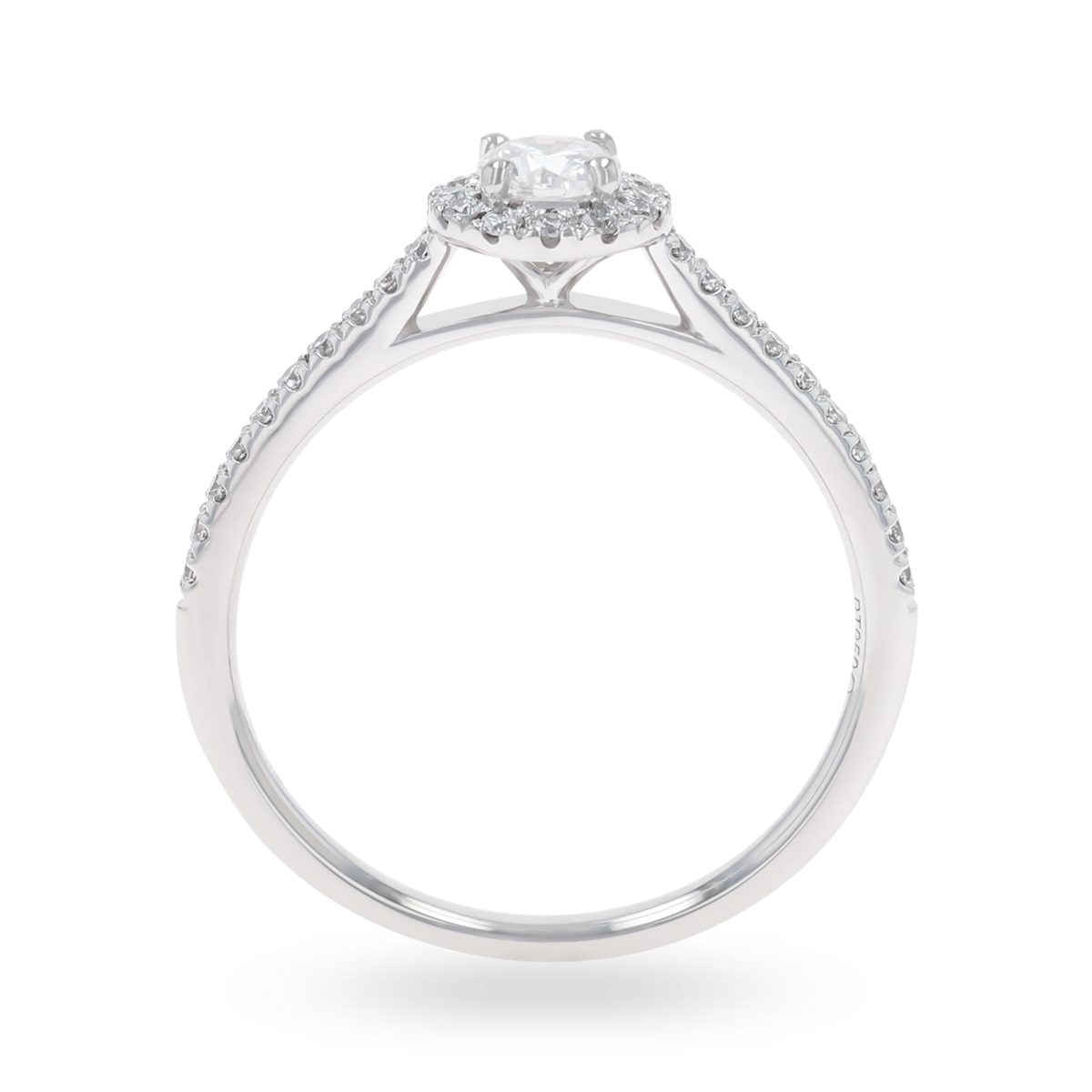 Platinum Round Shaped Diamond Halo & Shoulder 0.57ctw Ring