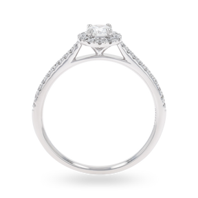 Platinum Round Shaped Diamond Halo & Shoulder 0.57ctw Ring