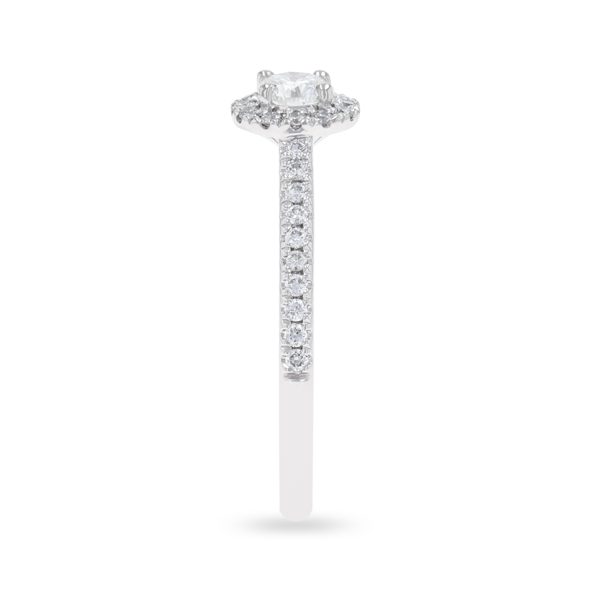Platinum Round Shaped Diamond Halo & Shoulder 0.57ctw Ring