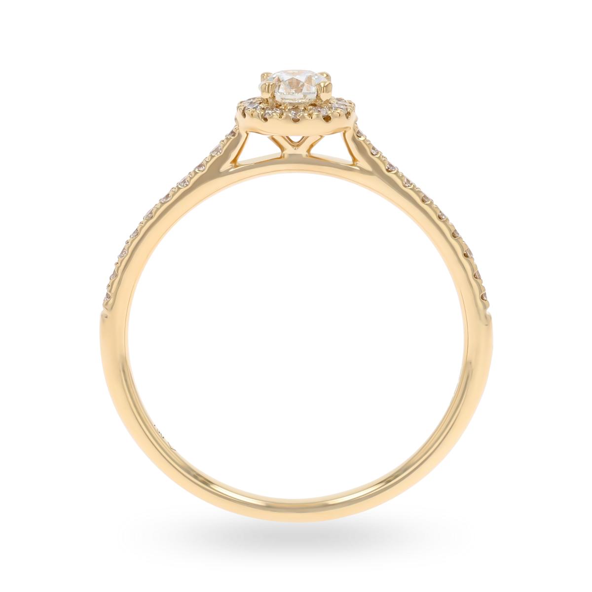 18ct Yellow Gold Round Shaped Diamond Halo & Shoulder 0.51ctw Ring