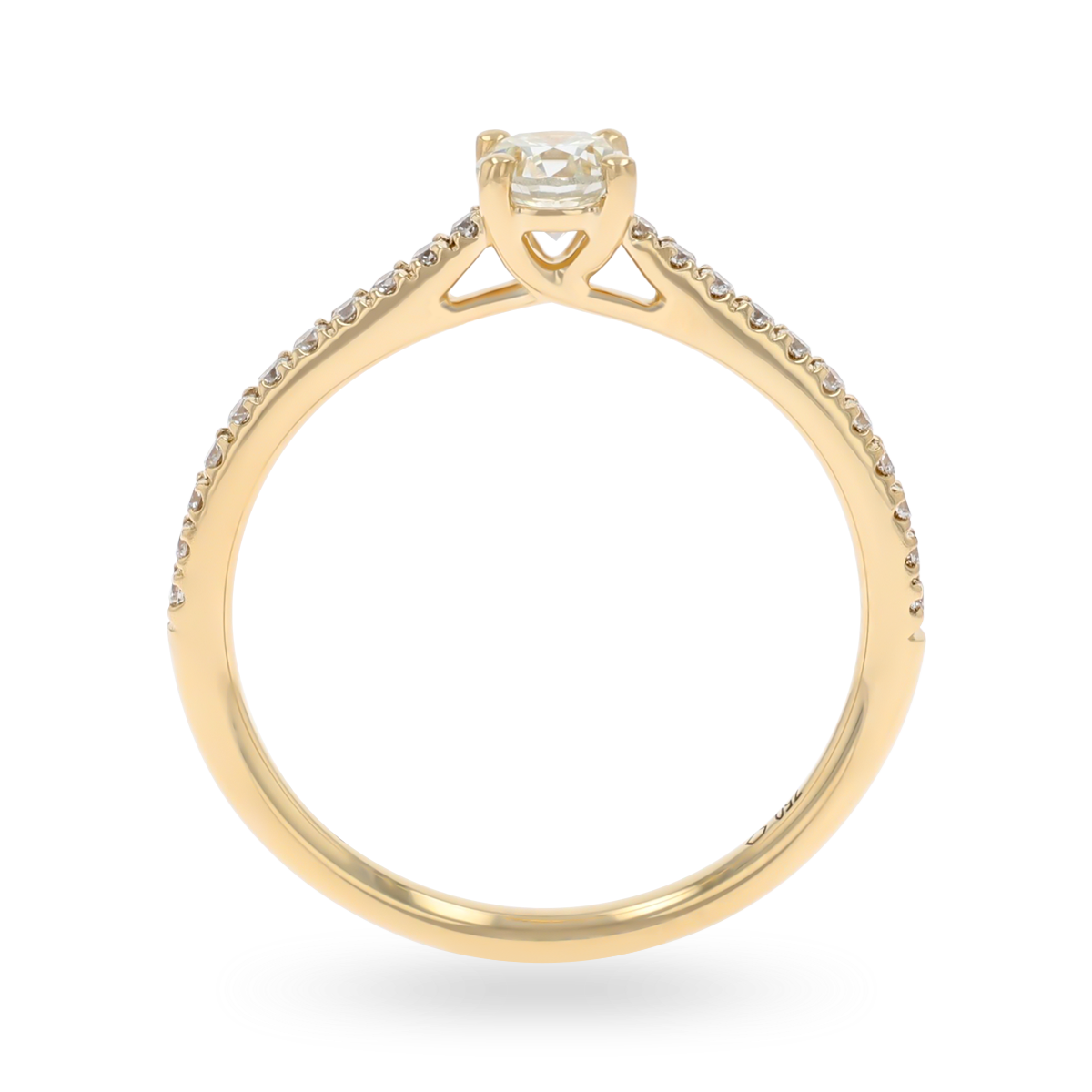 18ct Yellow Gold Round Brilliant Cut Diamond Solitaire & Shoulder 0.47ctw Ring