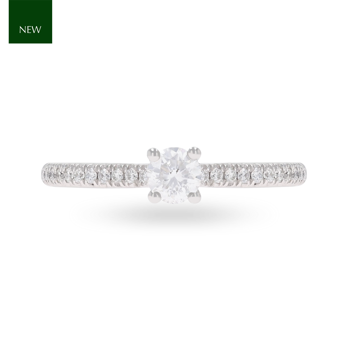 Platinum Round Brilliant Cut Diamond Solitaire & Shoulder 0.48ctw Ring