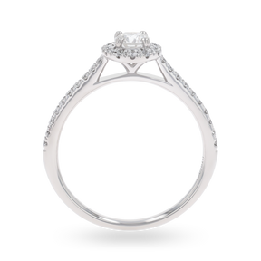 Platinum Round Shaped Diamond Halo & Shoulder 0.60ctw Ring