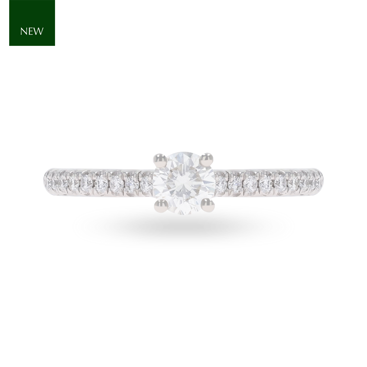 Platinum Round Brilliant Cut Diamond Solitaire & Shoulder 0.52ctw Ring