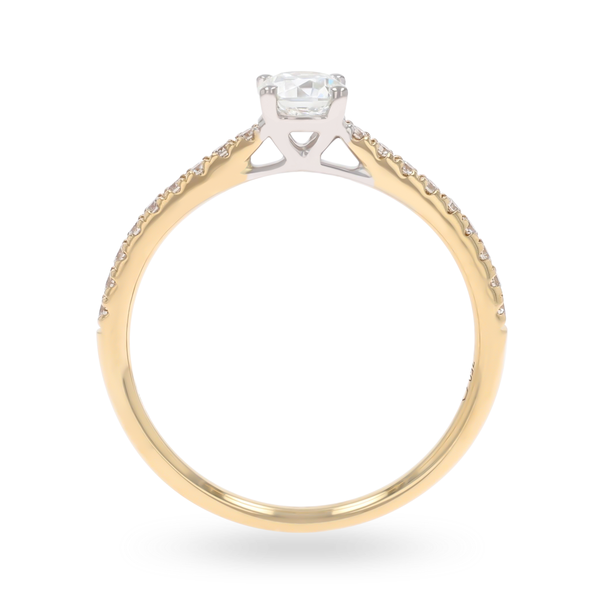 18ct Two Colour Gold Round Brilliant Cut Diamond Solitaire & Shoulder 0.56ctw Ring