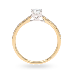 18ct Two Colour Gold Round Brilliant Cut Diamond Solitaire & Shoulder 0.56ctw Ring