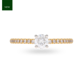 18ct Two Colour Gold Round Brilliant Cut Diamond Solitaire & Shoulder 0.56ctw Ring