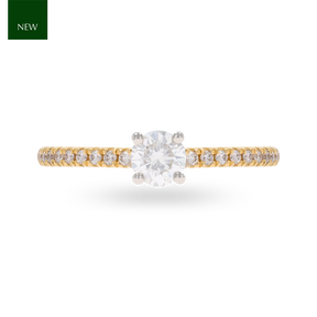 18ct Two Colour Gold Round Brilliant Cut Diamond Solitaire & Shoulder 0.56ctw Ring