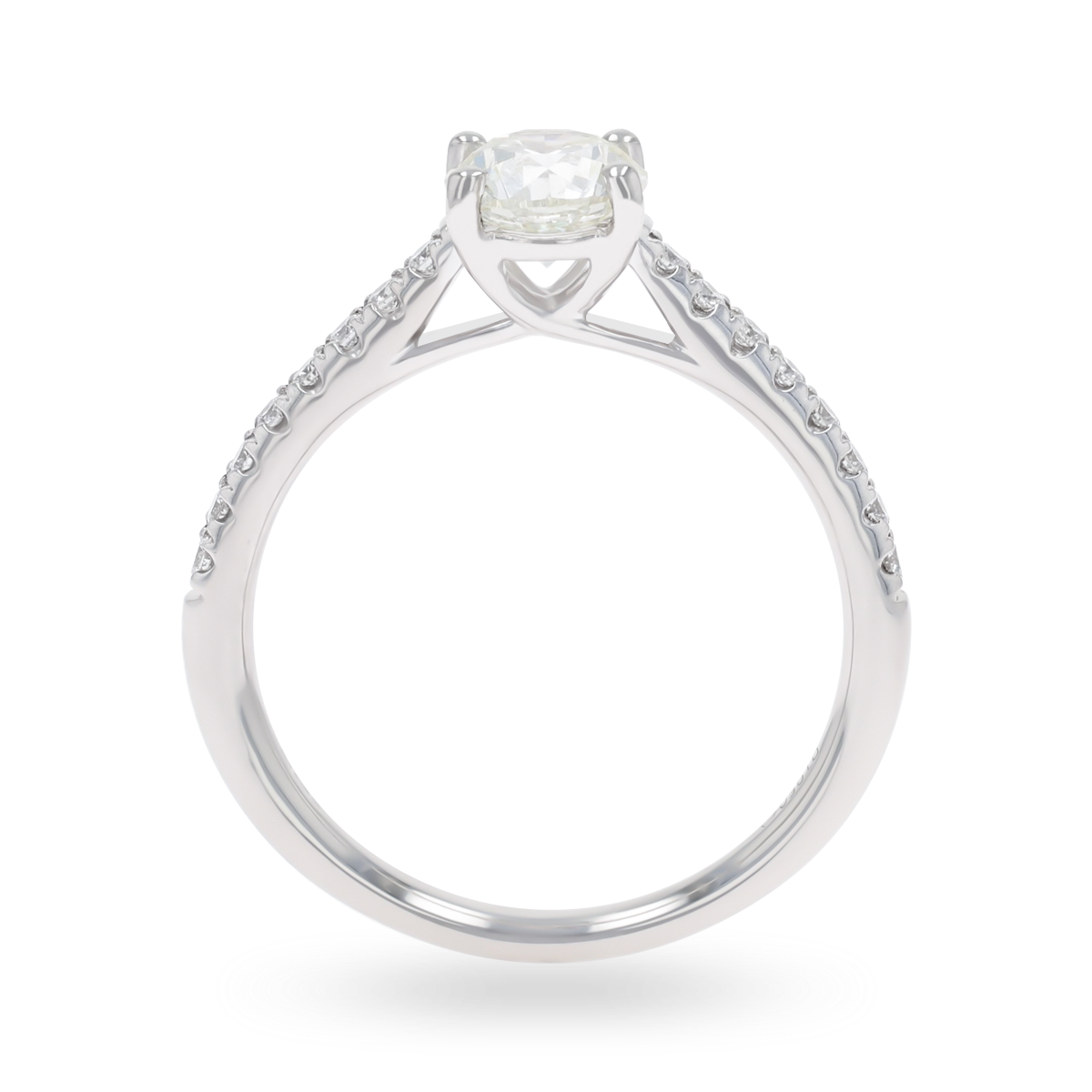 Platinum Round Brilliant Cut Diamond Solitaire & Shoulder 1.08ctw Ring