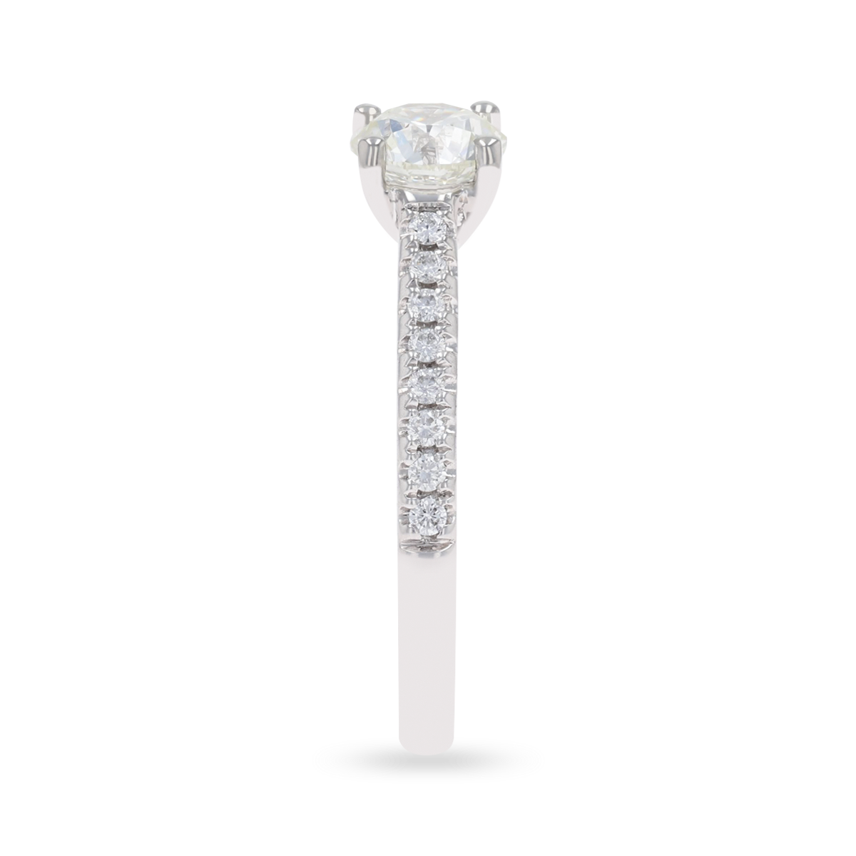 Platinum Round Brilliant Cut Diamond Solitaire & Shoulder 1.08ctw Ring