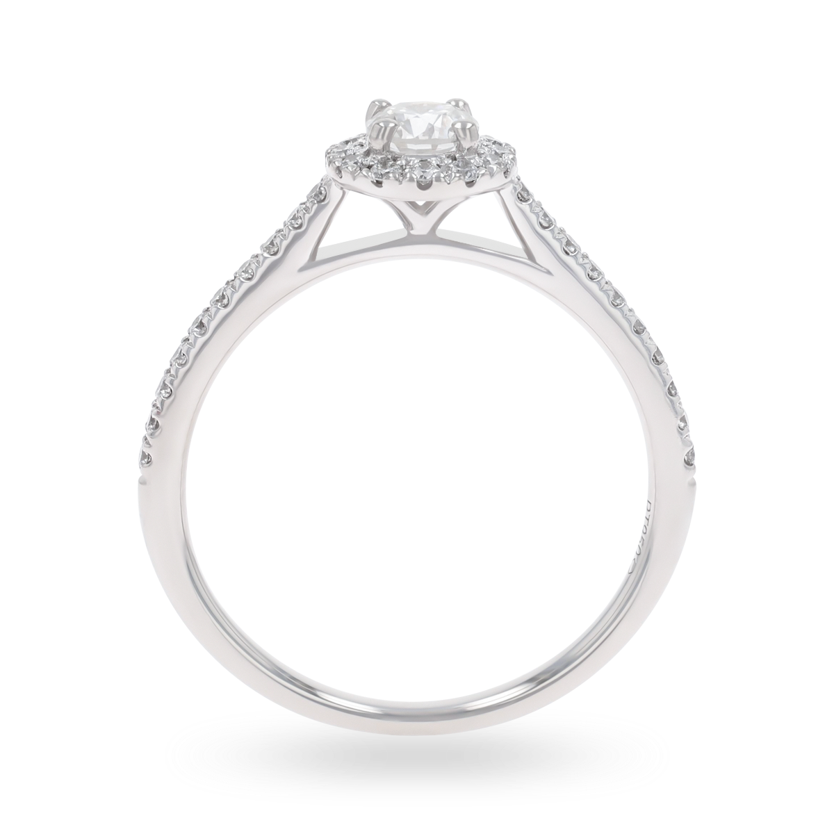 Platinum Round Shaped Diamond Halo & Shoulder 0.61ctw Ring