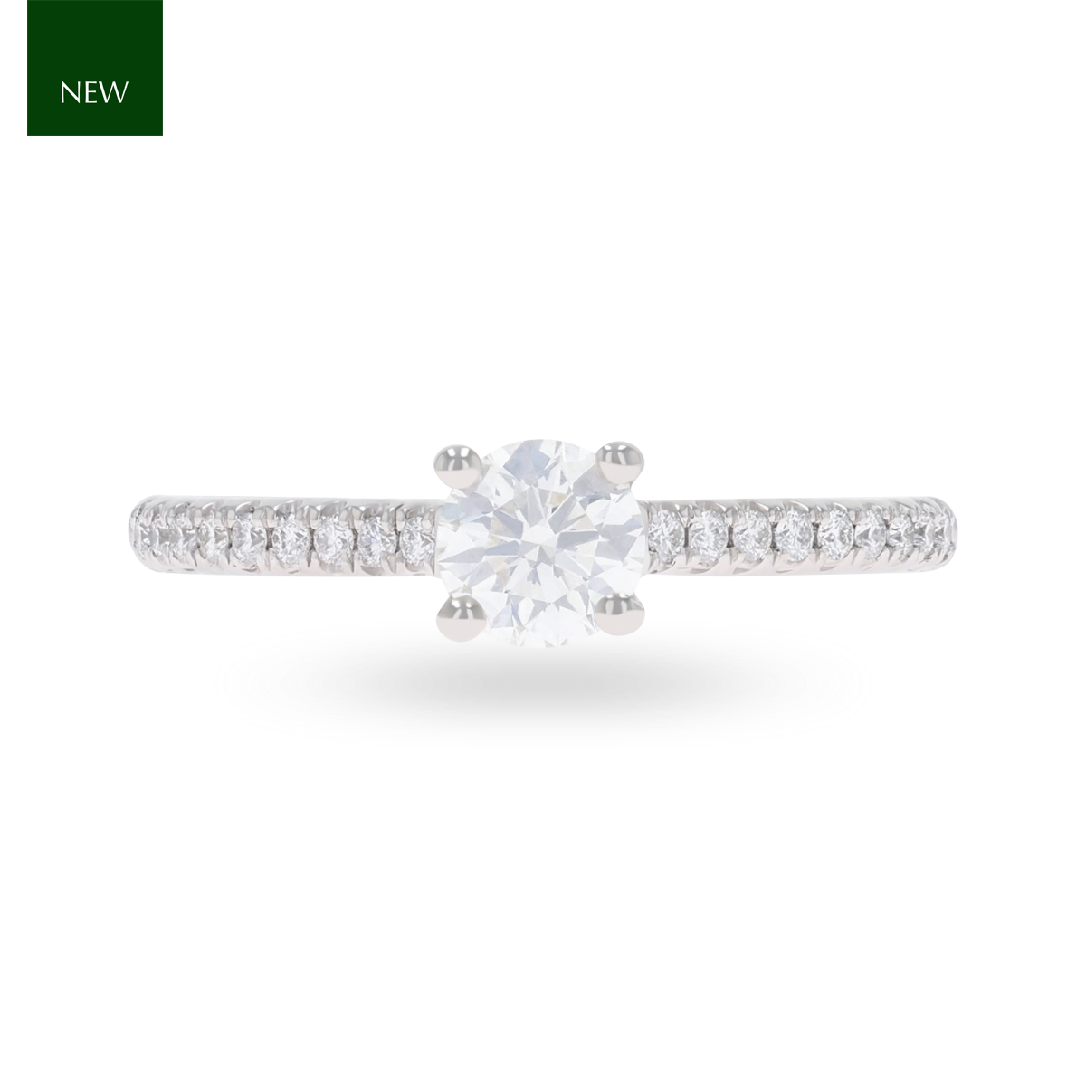 Platinum Round Brilliant Cut Diamond Solitaire & Shoulder 0.74ctw Ring