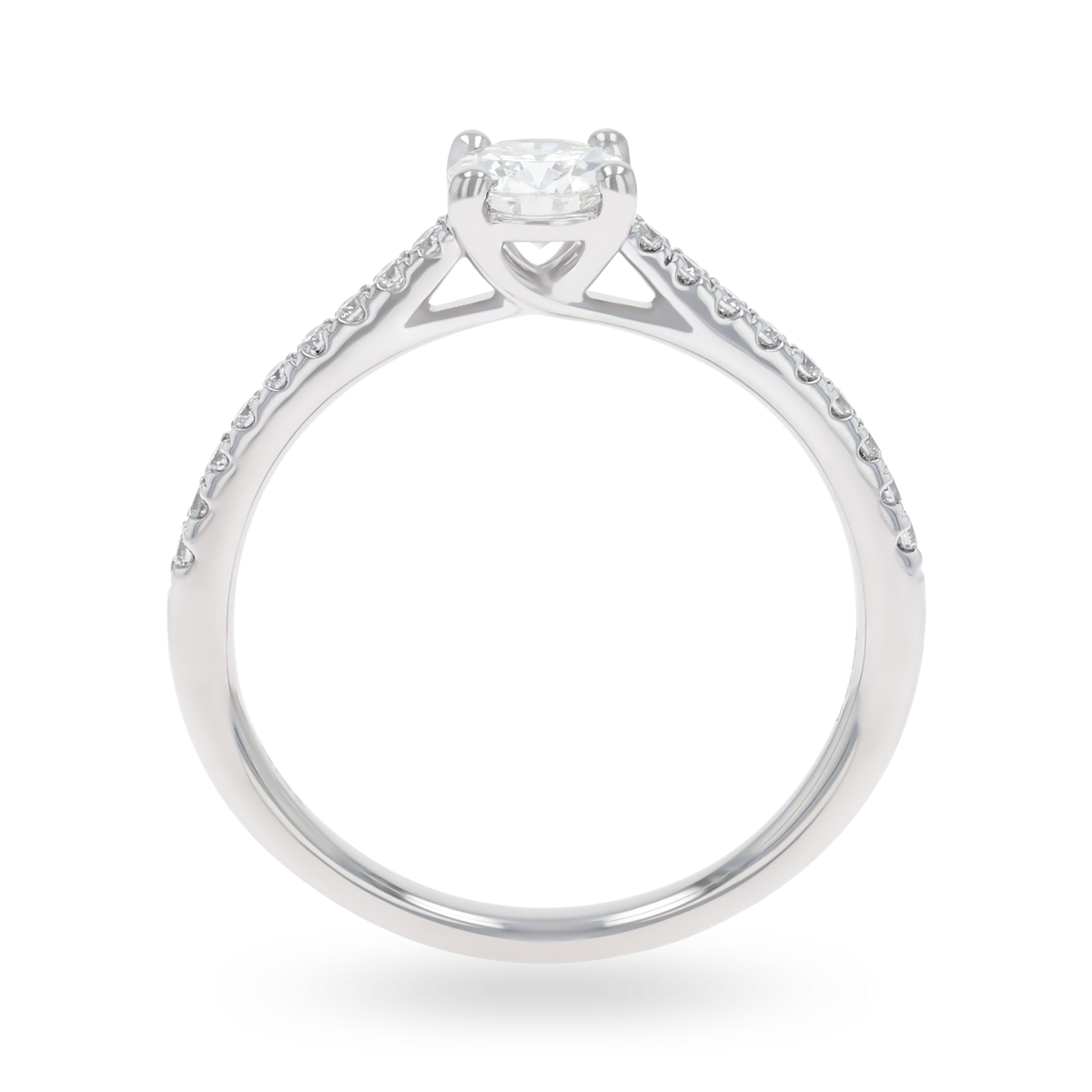 Platinum Round Brilliant Cut Diamond Solitaire & Shoulder 0.74ctw Ring