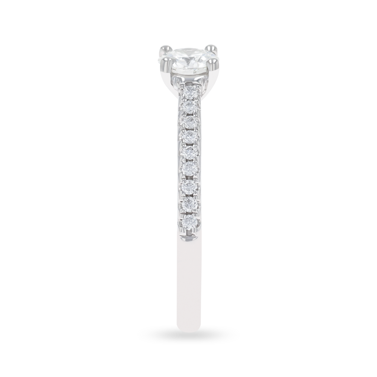 Platinum Round Brilliant Cut Diamond Solitaire & Shoulder 0.74ctw Ring