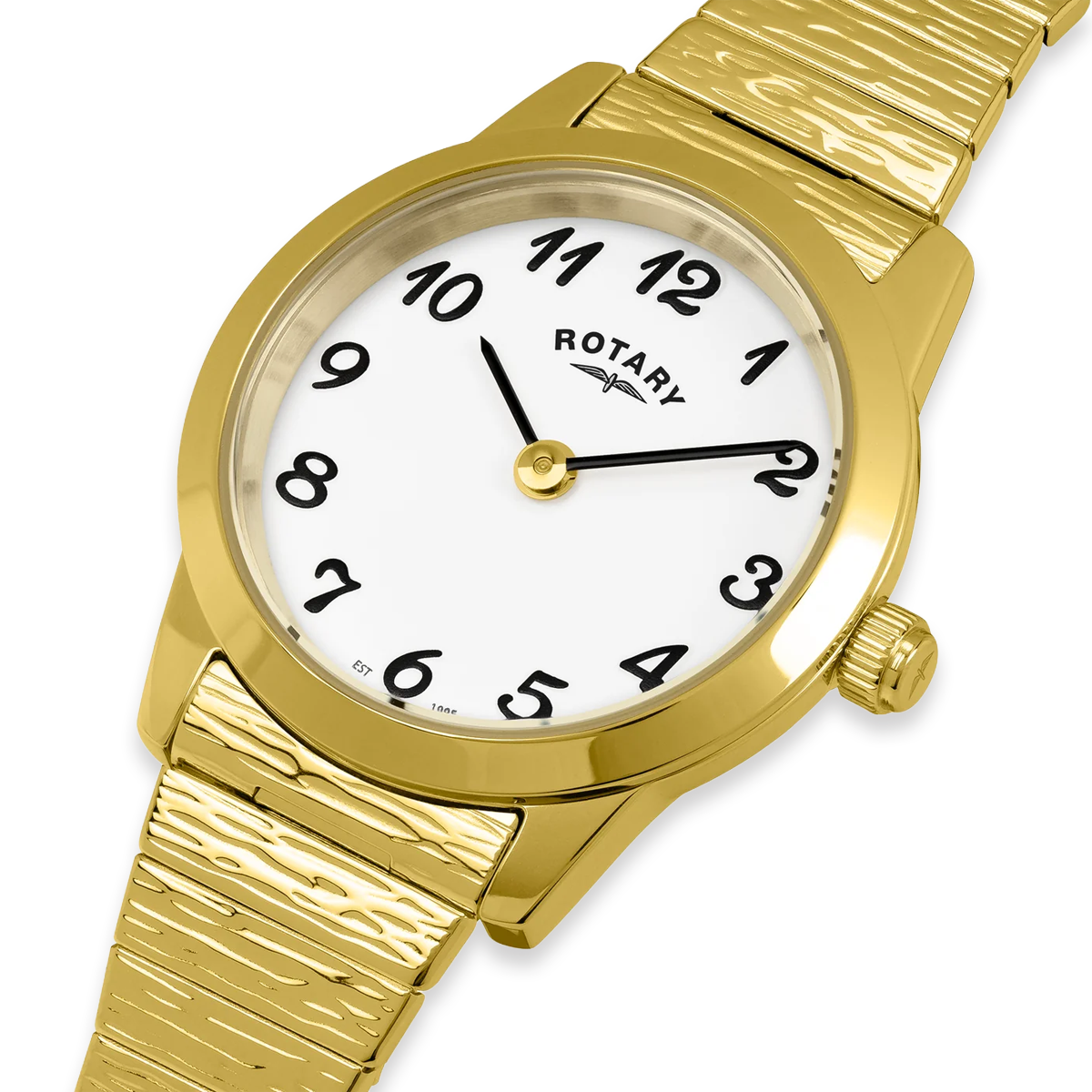 Rotary Heritage Altera, Round White Dial with Textured Gold Plated Bracelet LB00762/01