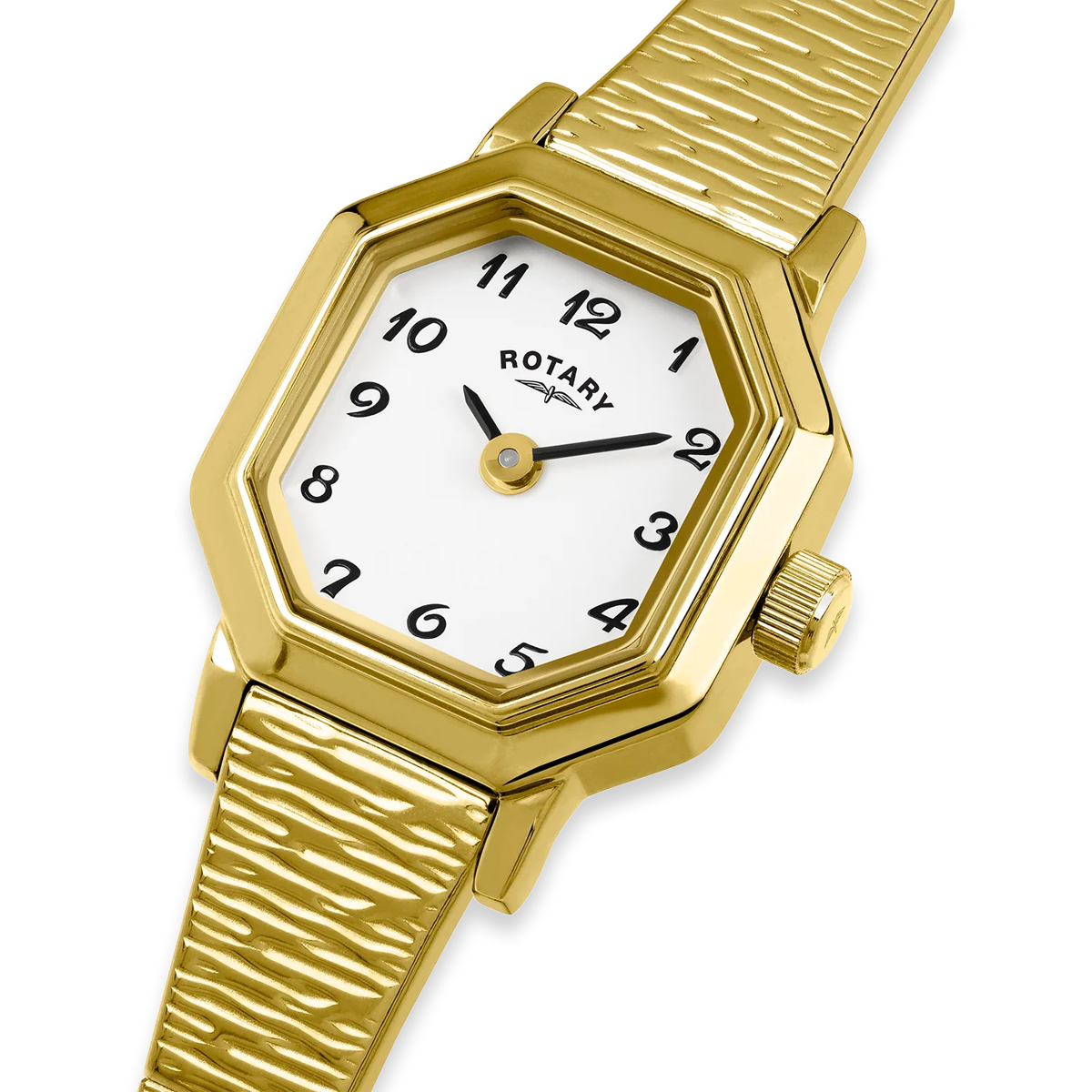 Rotary Altera Watch, Octagon Shaped White Dial with Gold Plated Bracelet - LB00764/29