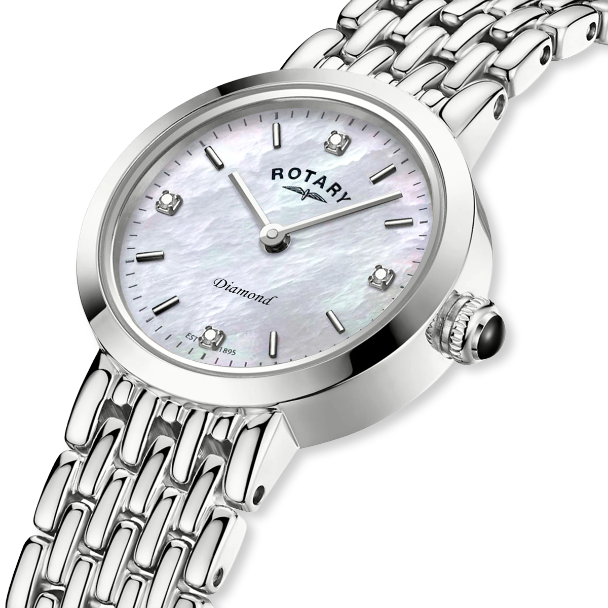 Rotary Heritage Diamond Set, Mother of Pearl Dial with Stainless Steel Bracelet - LB00899/07/D