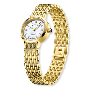 Rotary Heritage Diamond Set, Mother of Pearl Dial with Gold Plated Bracelet - LB00900/41/D