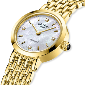 Rotary Heritage Diamond Set, Mother of Pearl Dial with Gold Plated Bracelet - LB00900/41/D