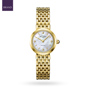 Rotary Heritage Diamond Set, Mother of Pearl Dial with Gold Plated Bracelet - LB00900/41/D