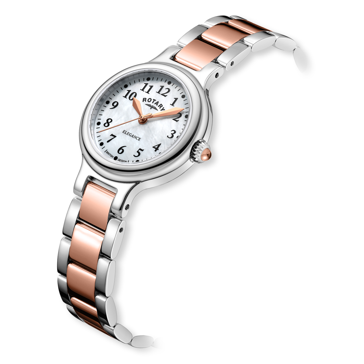 Rotary Elegance Rose 2-Tone, Mother of Pearl Dial with Stainless Steel Bracelet - LB05137/41