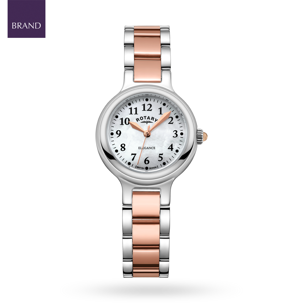 Rotary Elegance Rose 2-Tone, Mother of Pearl Dial with Stainless Steel Bracelet - LB05137/41