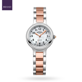 Rotary Elegance Rose 2-Tone, Mother of Pearl Dial with Stainless Steel Bracelet - LB05137/41