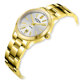 Rotary Oxford Watch, White Dial with Gold Plated Bracelet - LB05523/06