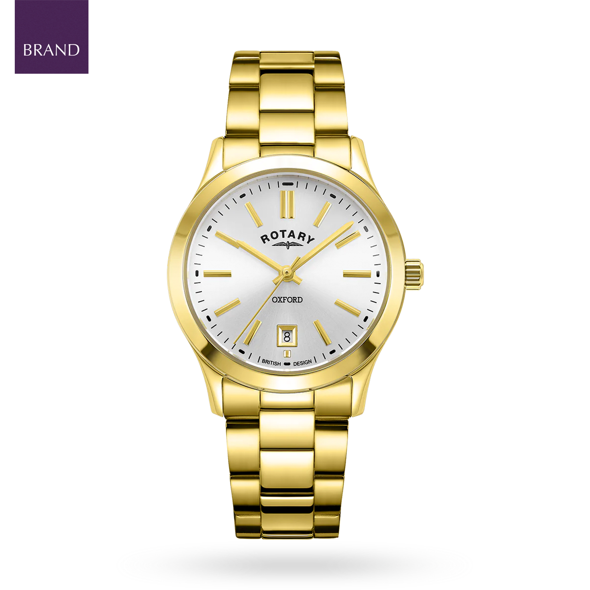 Rotary Oxford Watch, White Dial with Gold Plated Bracelet - LB05523/06