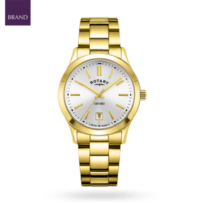 Rotary Oxford Watch, White Dial with Gold Plated Bracelet - LB05523/06