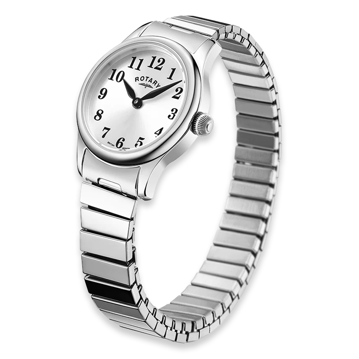 Rotary Expander Watch, Round White Dial with Stainless Steel Bracelet - LB05760/22