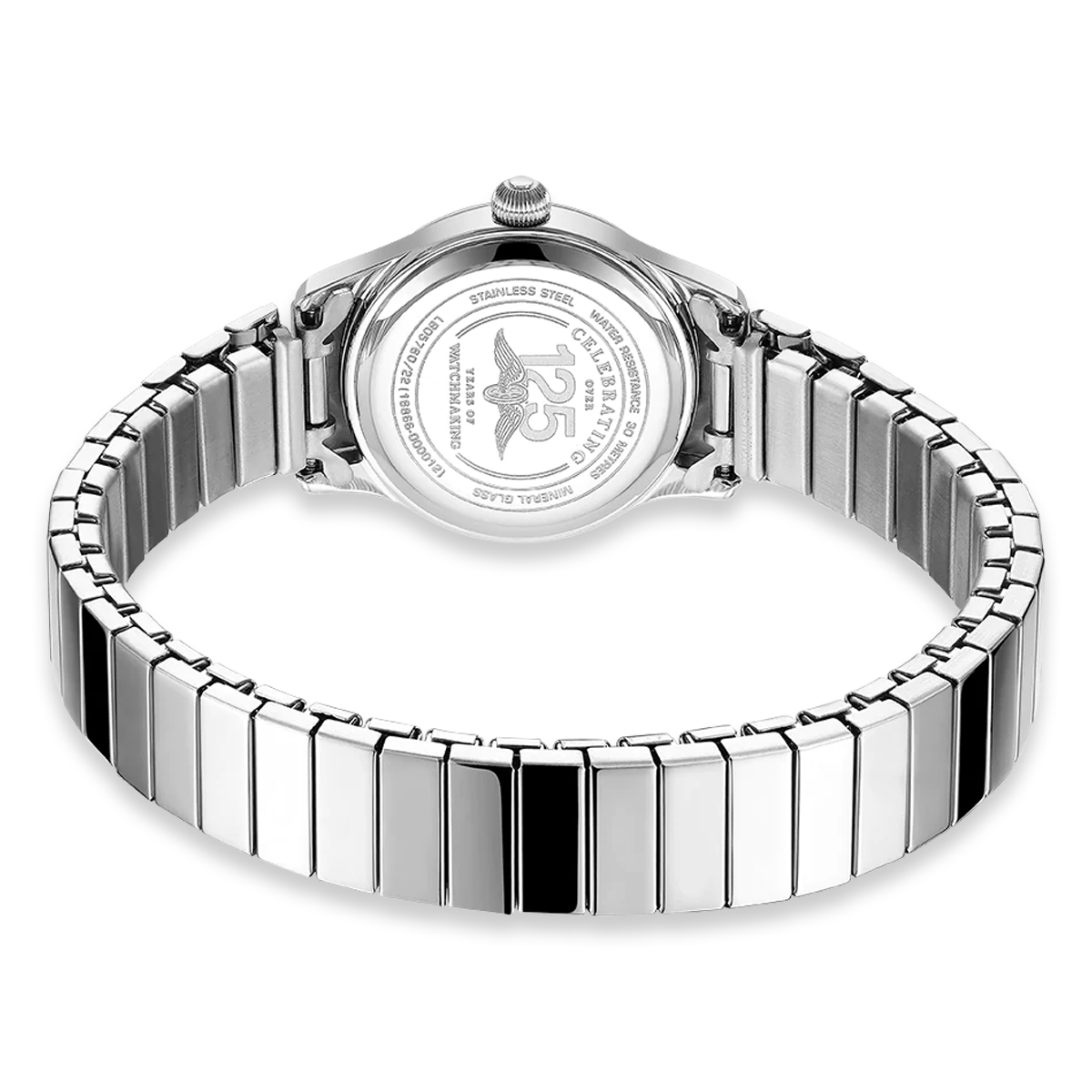 Rotary Expander Watch, Round White Dial with Stainless Steel Bracelet - LB05760/22