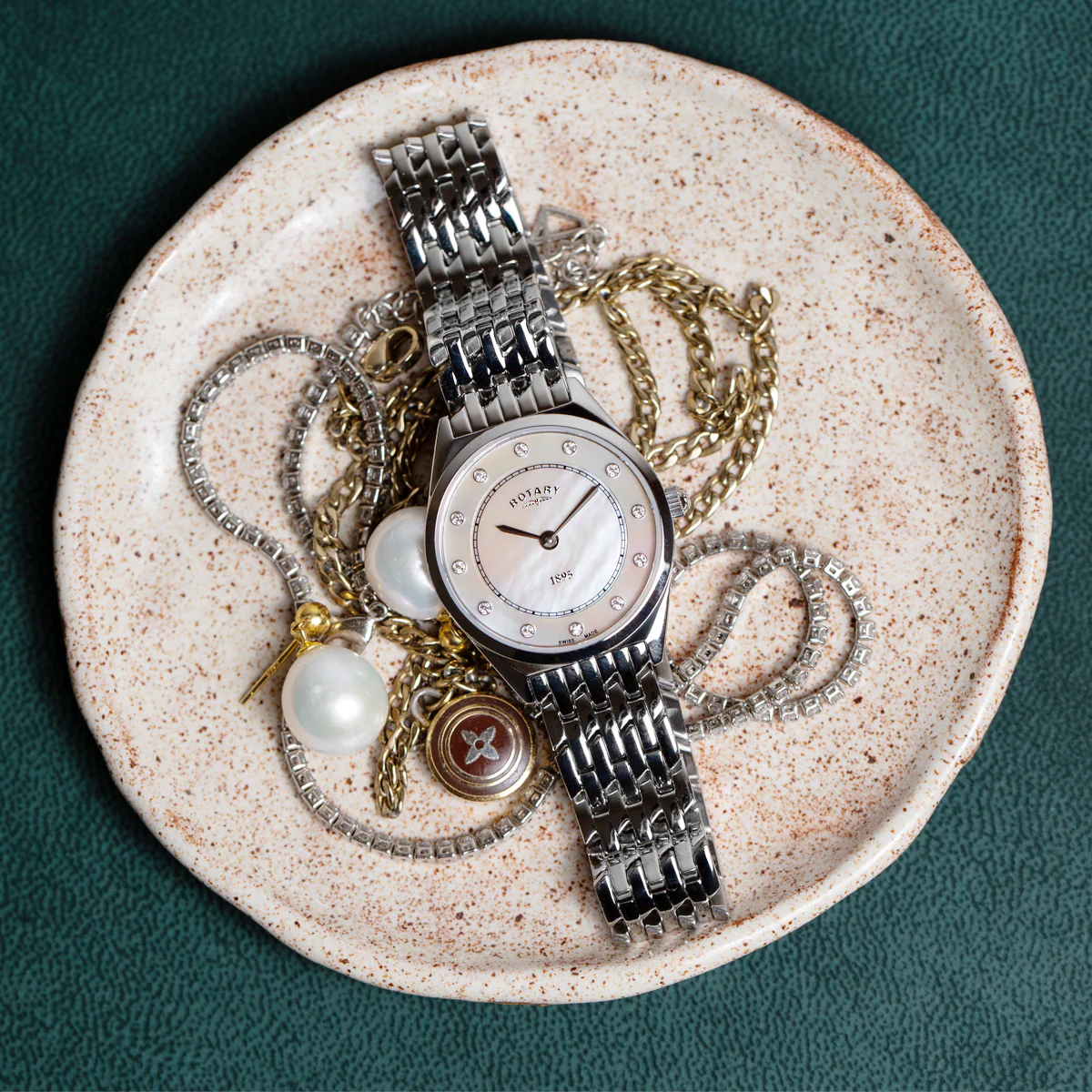 Rotary Ultra Slim, Pink Mother of Pearl Dial with Stainless Steel Bracelet - LB08000/02