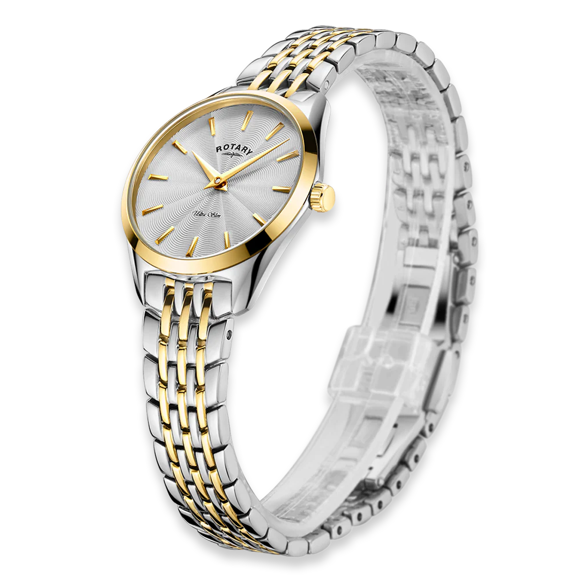 Rotary Ultra Slim 2-Tone, Silver Dial with Stainless Steel Bracelet - LB08011/02