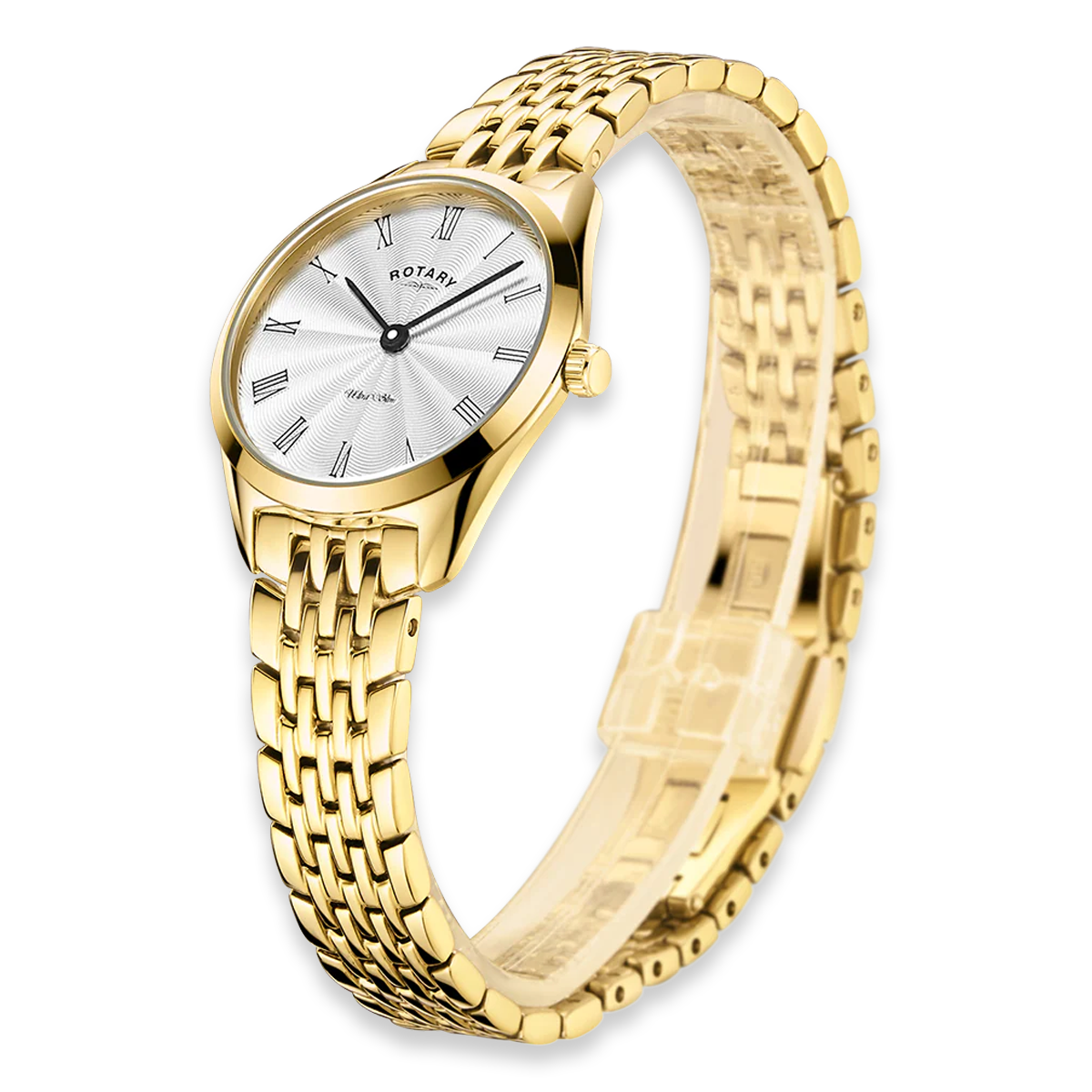 Rotary Ultra Slim, Silver Dial with Gold Plated Bracelet - LB08013/01