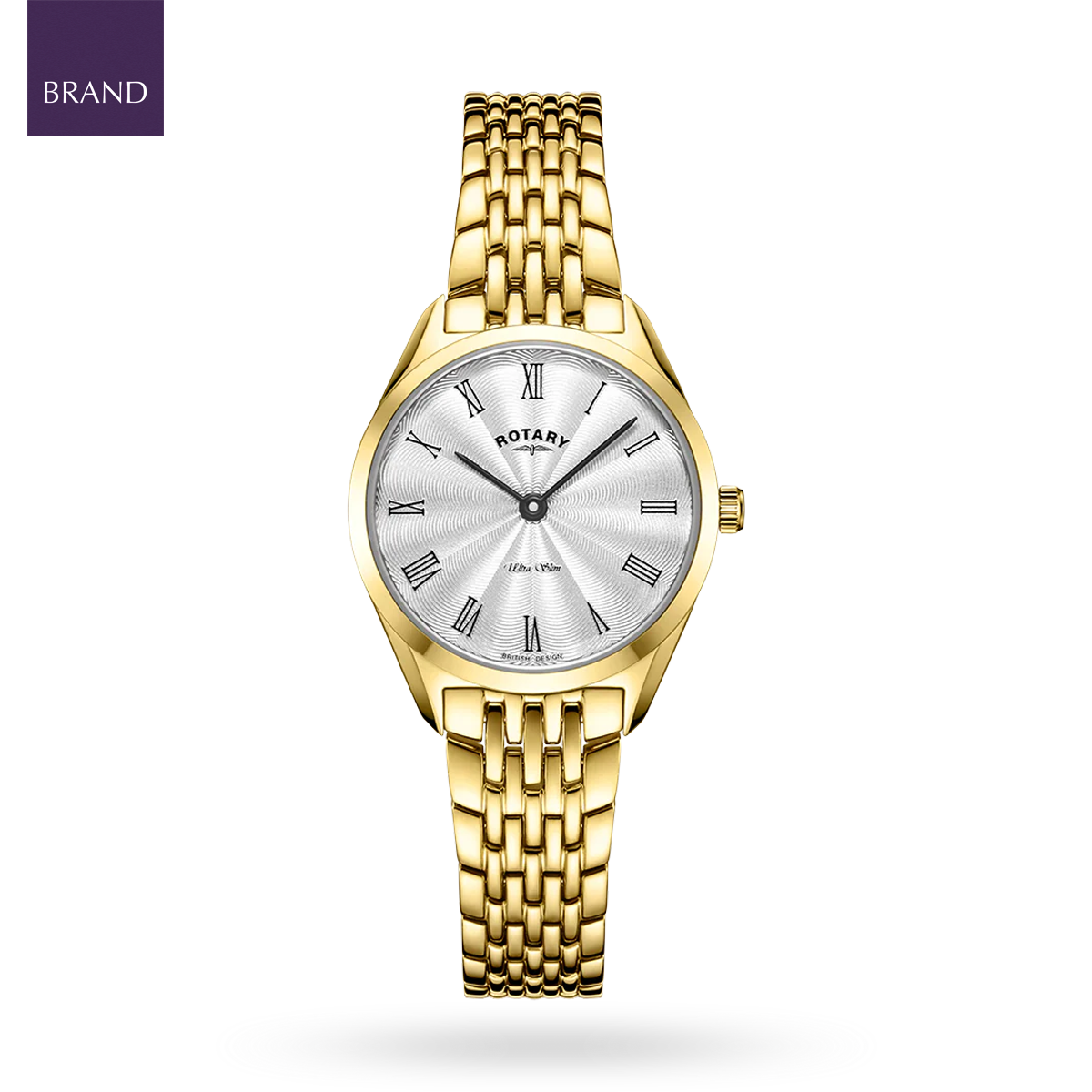 Rotary Ultra Slim, Silver Dial with Gold Plated Bracelet - LB08013/01