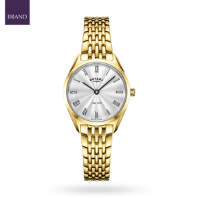 Rotary Ultra Slim, Silver Dial with Gold Plated Bracelet - LB08013/01