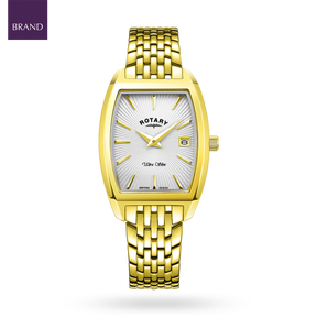 Rotary Ultra Slim Tonneau, White Dial with Gold Plated Bracelet - LB08018/06 