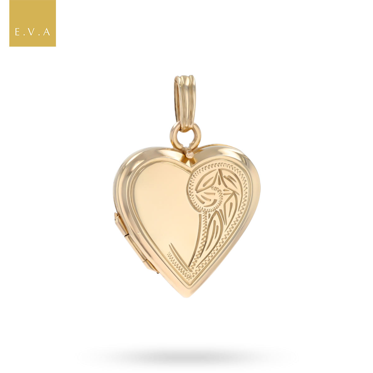 9ct Yellow Gold Scroll Engraved Heart Locket
