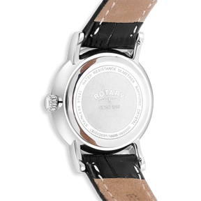 Rotary Heritage Ladies Stainless Steel Watch, White Dial with Black Leather Strap - LS05420/01