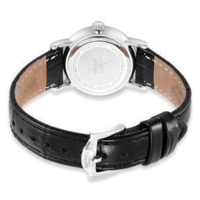Rotary Heritage Ladies Stainless Steel Watch, White Dial with Black Leather Strap - LS05420/01