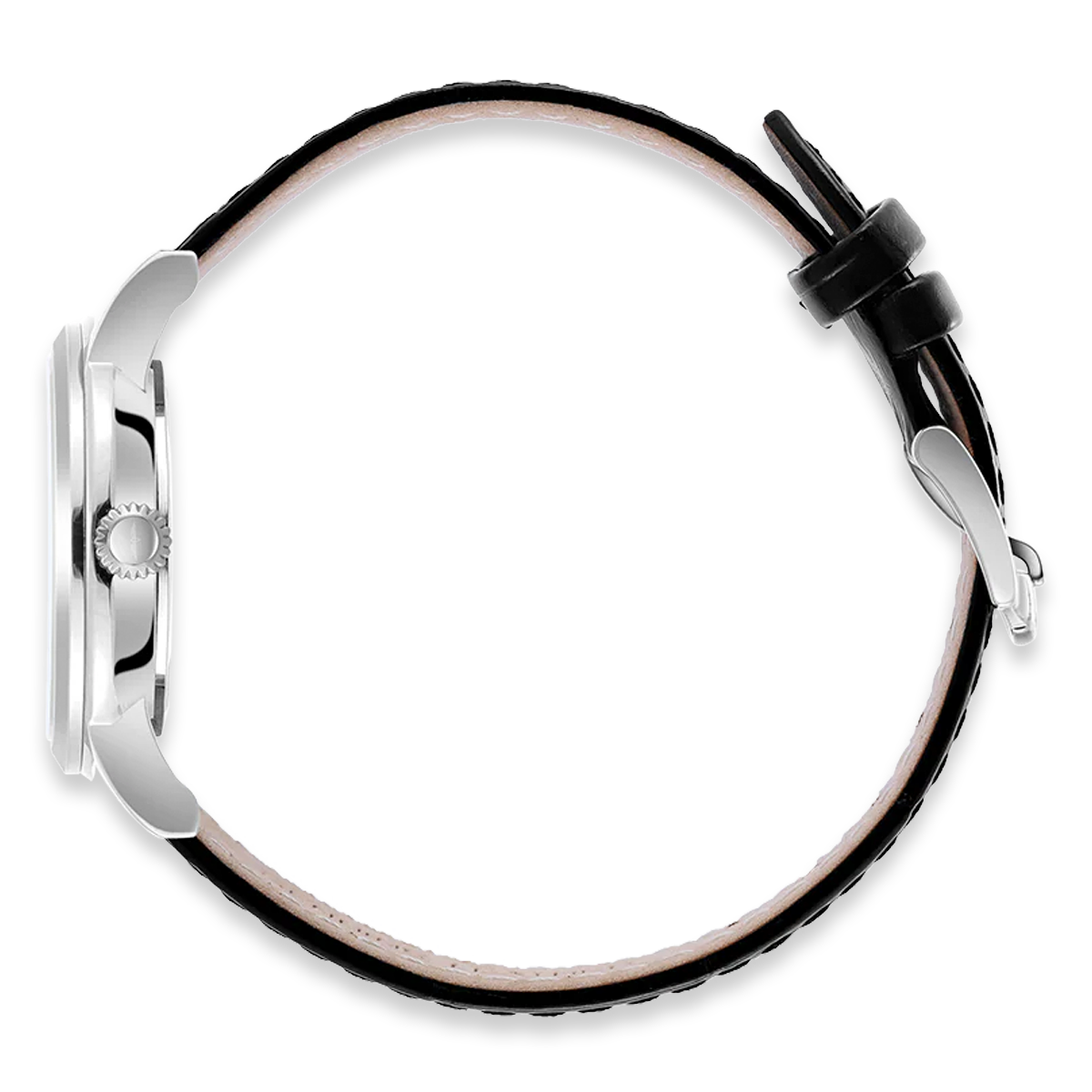 Rotary Heritage Ladies Stainless Steel Watch, White Dial with Black Leather Strap - LS05420/01