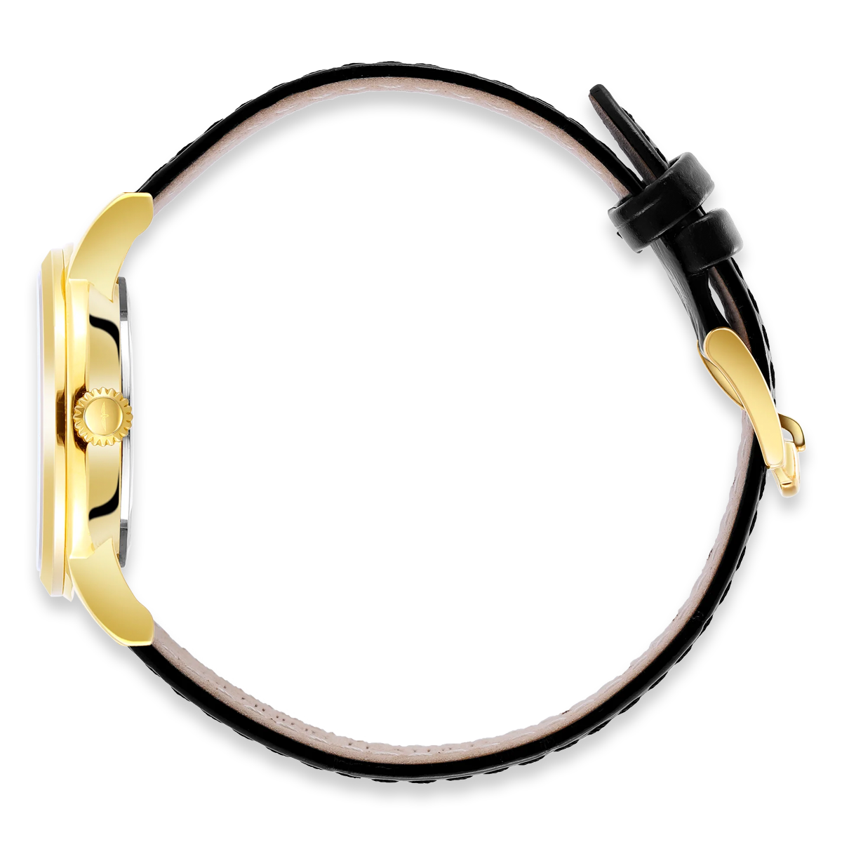 Rotary Heritage Ladies Gold Plated Watch, White Dial with Black Leather Strap - LS05423/01