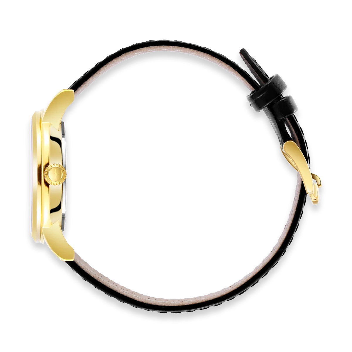 Rotary Heritage Ladies Gold Plated Watch, White Dial with Black Leather Strap - LS05423/01