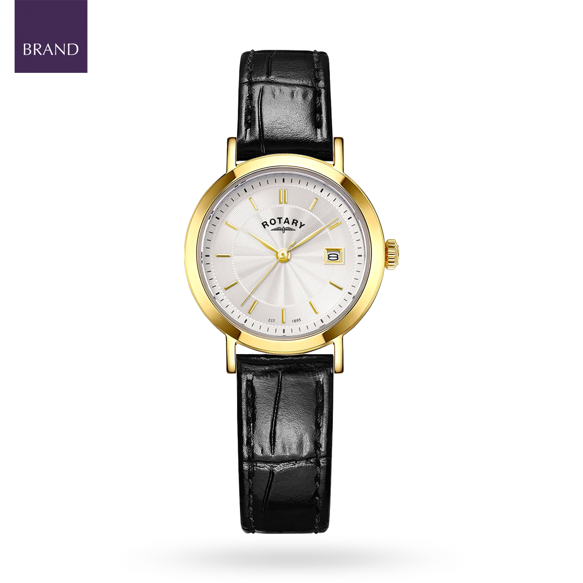 Rotary Heritage Ladies Watch, White Dial with Black Leather Strap LS05423/70