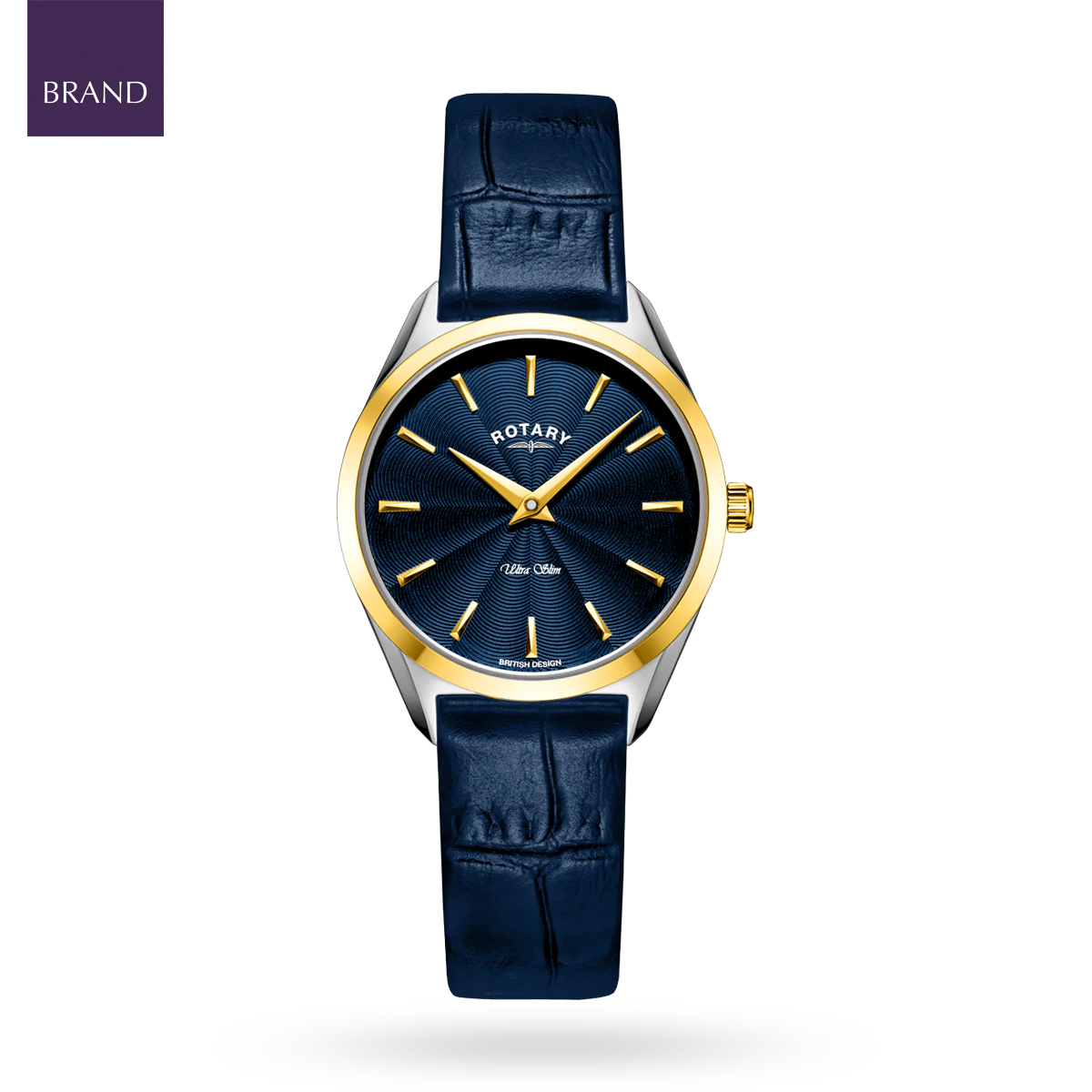 Rotary Ultra Slim 2-Tone, Blue Dial with Blue Leather Strap - LS08011-05